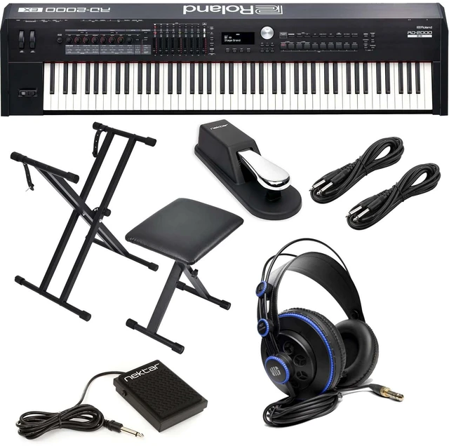 Main image of Roland RD-2000 EX 88-key Digital Piano - Keyboard Stand, Bench - Sustain Pedal - Nektar NX-P - Presonus HD7 - (2) 1/4 Cables Bundle