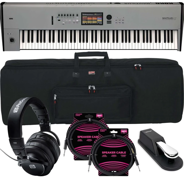 Main image of Korg Nautilus 88 AT Music Workstation (Limited-Edition Gray) - Gator GKB-88 - Presonus HD9 - (2) ErnieBall 1/4 - Sustain Pedal Bundle