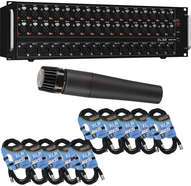 Main image of Midas DL32 32-input / 16-output Stage Box - Shure SM57 - (10) XLR Cables Bundle