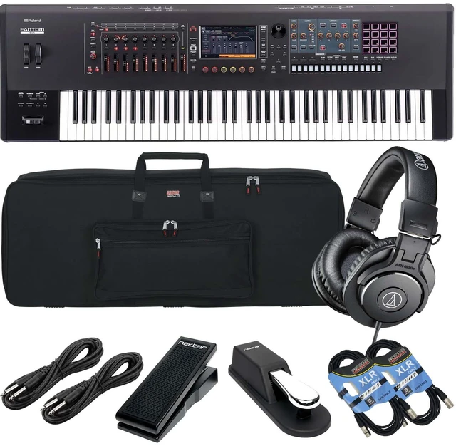 Main image of Roland Fantom 7 EX Synthesizer Workstation, Gator GKB-76, Sustain Pedal, Nektar NX-P, (2) XLR Cables, (2) 1/4 Cable, ATH-M30X Bundle