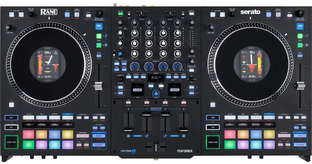 Alt view image 2 of 7 - Rane PERFORMER 4-channel Motorized DJ Controller, DJ Facade Table Station, (2) XLR Cables Bundle