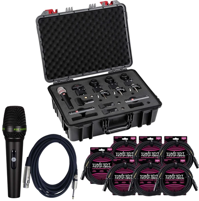Main image of sE Electronics V Pack Arena Drum Microphone Kit, (7) ErnieBall XLR Cable 25FT, PSG AUDIO C350 Bundle