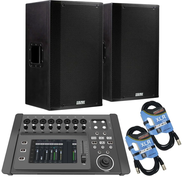 Main image of (2) EAW LA151 - 15 1500W 2-Way Active Speaker, PSG AUDIO DM-1608 Digital Mixer, (2) XLR Cables Bundle