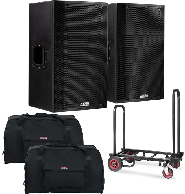Main image of (2) EAW LA151 - 15 1500W 2-Way Active Speaker, Cart, (2) Gator Tote15 Bundle