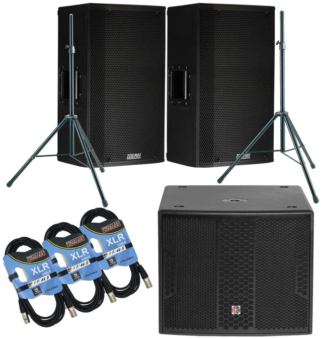 Main image of (2) EAW LA121 - 12 1500W 2-Way Active Speaker, (2) Speaker Stand, PSG AUDIO Chaos 18, (3) XLR Cables Bundle