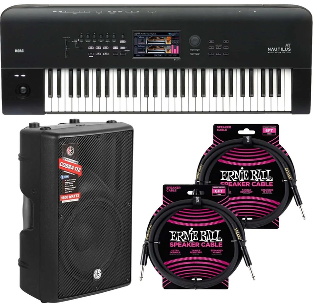 Main image of Korg Nautilus 61 AT Synthesizer Workstation with Aftertouch, PSG AUDIO Cobra 112, ErnieBall 1/4 Cable Bundle
