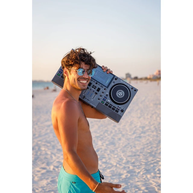Alt view image 7 of 7 - Numark Mixstream Pro Go Battery-Powered Standalone DJ Controller, (2) PSG AUDIO Cobra 112, Speakers Stands, (2) XLR Cables Bundle