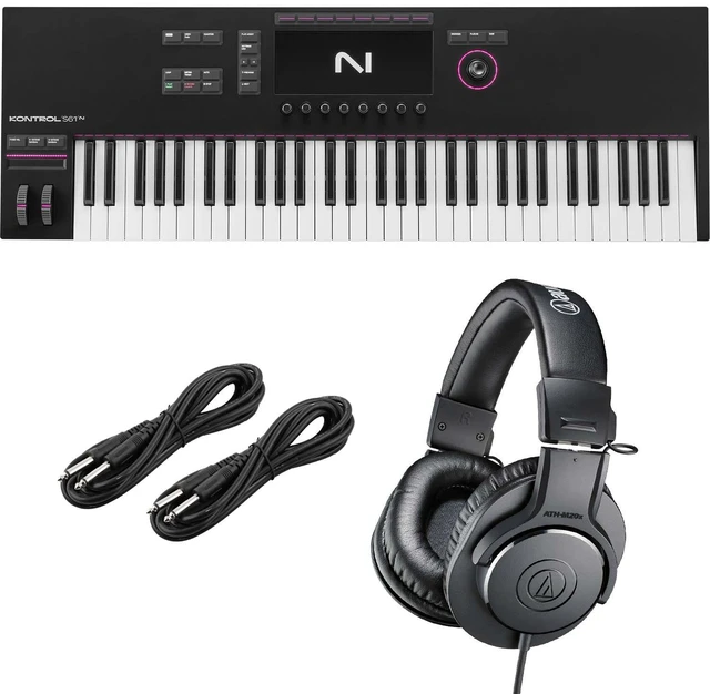 Main image of Native Instruments Kontrol S61 MK3 Keyboard Controller, AT ATH-M20X, (2) 1/4 Cables Bundle