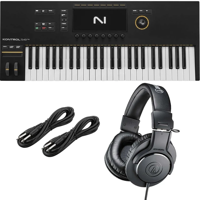 Main image of Native Instruments Kontrol S49 Mk3 Keyboard Controller, AT ATH-M20X, (2) 1/4 Cables Bundle