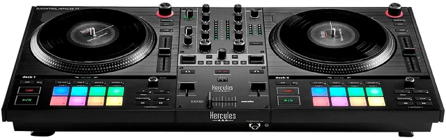 Alt view image 2 of 6 - Hercules DJ DJControl Inpulse T7 2-deck Motorized DJ Controller, PSG AUDIO MP-0919 Dual Wireless Mic Bundle