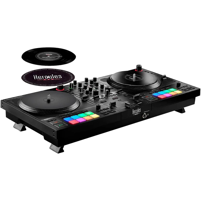 Alt view image 3 of 6 - Hercules DJ DJControl Inpulse T7 2-deck Motorized DJ Controller, PSG AUDIO MP-0919 Dual Wireless Mic Bundle