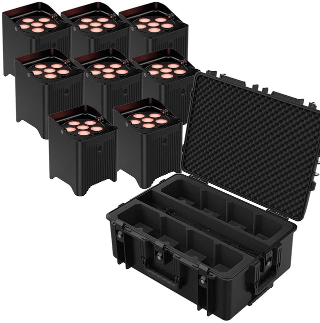 Main image of (8) Chauvet DJ Freedom Par T6 Battery-Powered, Freedom Charge 8P Case Bundle