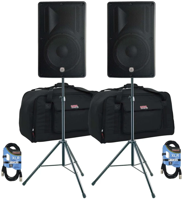 Main image of (2) PSG Audio Cobra 15" 2000 Watt, (2) Gatot Tote15, Stands, (2) XLR Cable Bundle