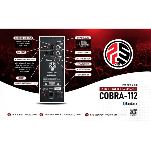 Alt view image 7 of 7 - (2) PSG Audio Cobra 12" 1600 Watt, (2) Gatot Tote12, Stands, (2) XLR Cables Bundle