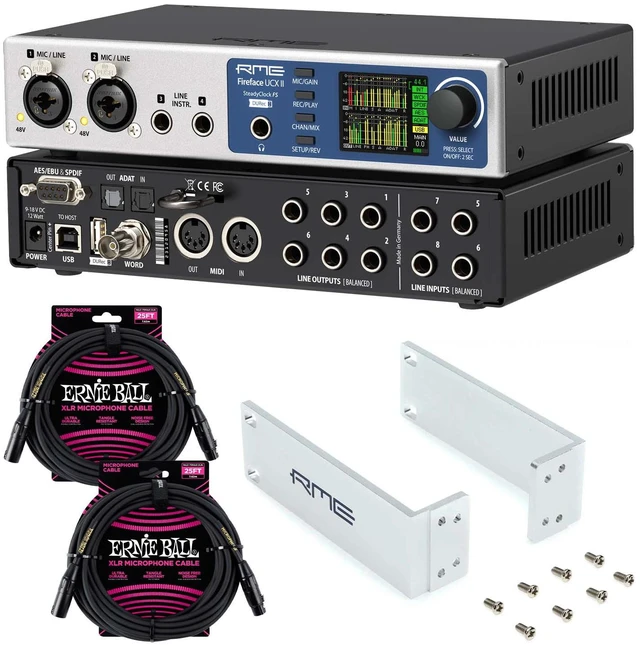 Main image of RME Fireface UCX II 40-channel USB Interface, RME Rackmount kit, (2) ErnieBall XLR Bundle
