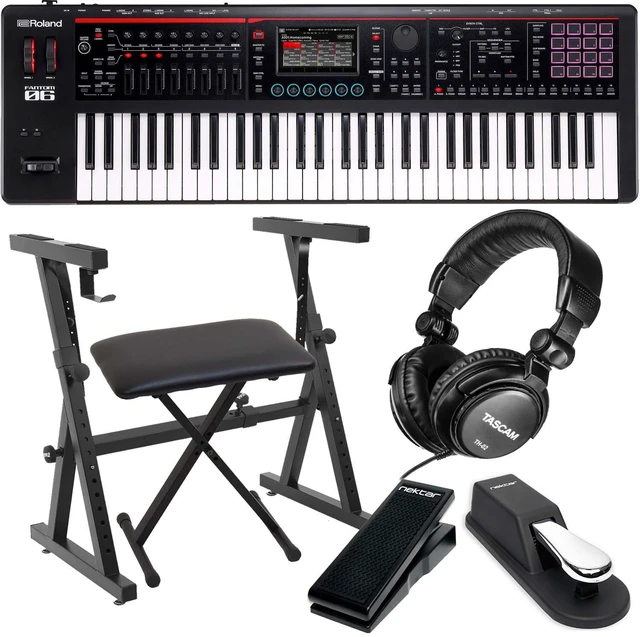 Main image of Roland Fantom-06 61-Key Keyboard, Stand, Bench, Sustain, Expression Pedal, (2) 1/4 Cable Bundle