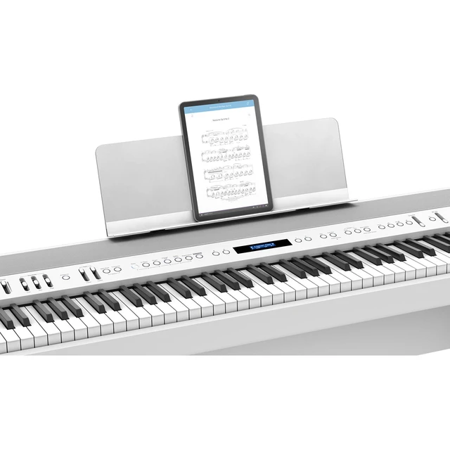 Alt view image 6 of 7 - Roland FP-90X Digital Piano (White), Stand, Bench, Rockville 88 Rolling Bag, (2) 1/4 Cables, Sustain Pedal Bundle