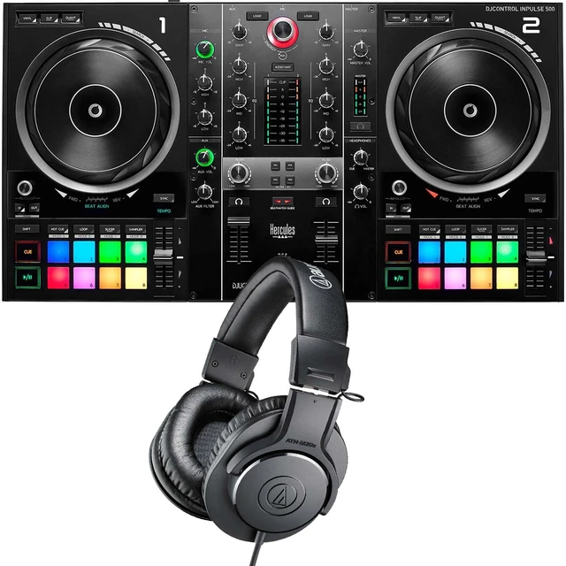 Main image of Hercules DJControl Inpulse 500 2-channel DJ Controller, Audio Technica ATH-M20X Bundle