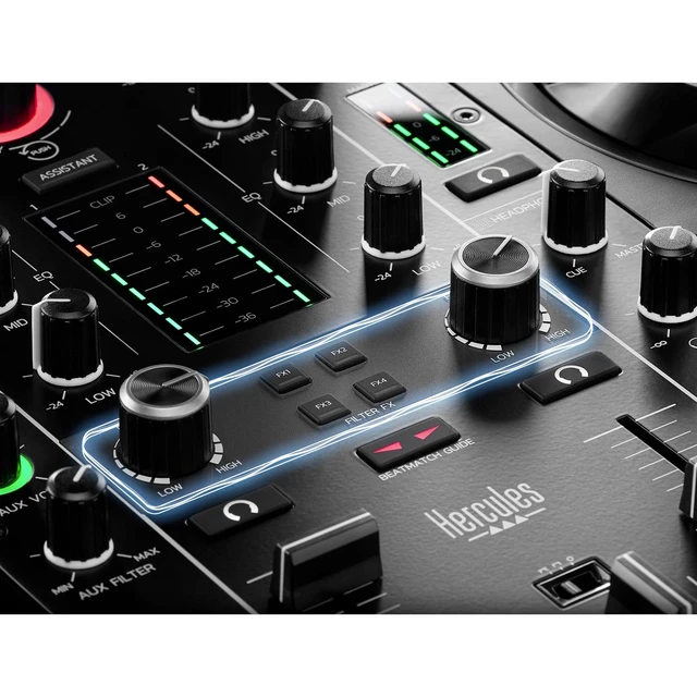Alt view image 4 of 7 - Hercules DJControl Inpulse 500 2-channel DJ Controller, Tascam TH02, (2) 1/4 Cables Bundle