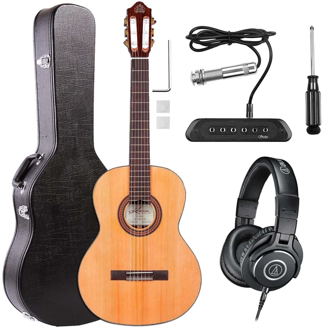 Main image of Kremona Fiesta FC Acoustic Guitar w/ Case, Amumu SP60 Pickup, AT ATH-M40X Headphones Bundle