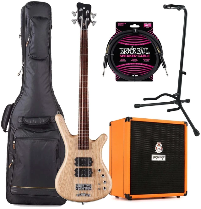Main image of Warwick Pro Series Corvette $$-4 String Natural Transparent Satin, Orange Crush Bass 25W Bass, ErnieBall Cable, Gator GFW-GTR-1000 Bundle