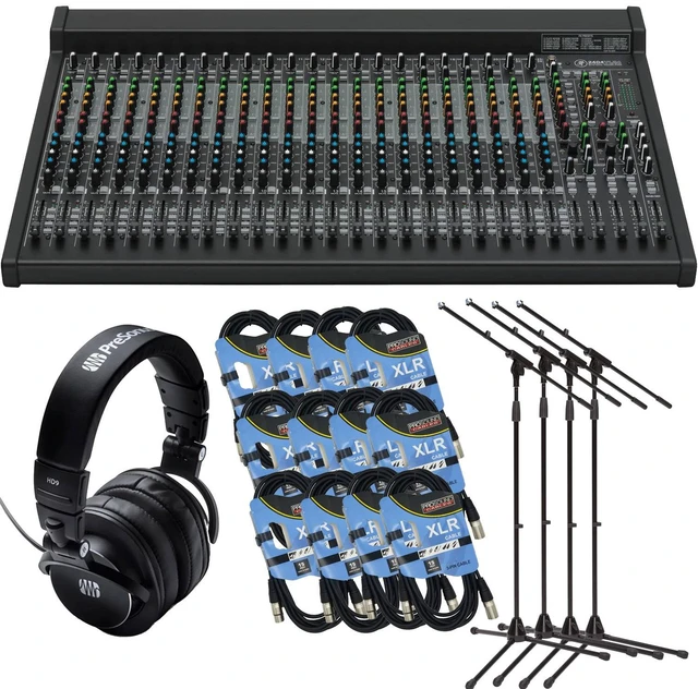 Main image of Mackie 2404VLZ4 24-Channel Mixer, (4) Mic Stand, (12) XLR Cables, Presonus HD9 Bundle