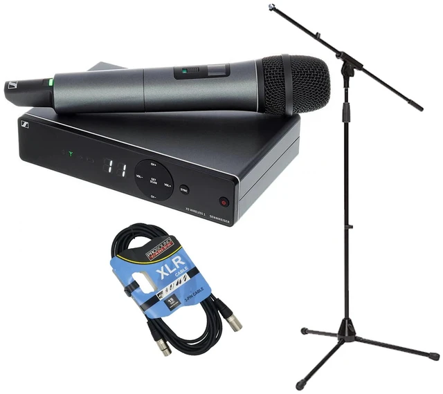 Main image of Sennheiser XSW 1-825 Wireless Microphone (A Range), Mic Stand with Boom, XLR Cable Bundle