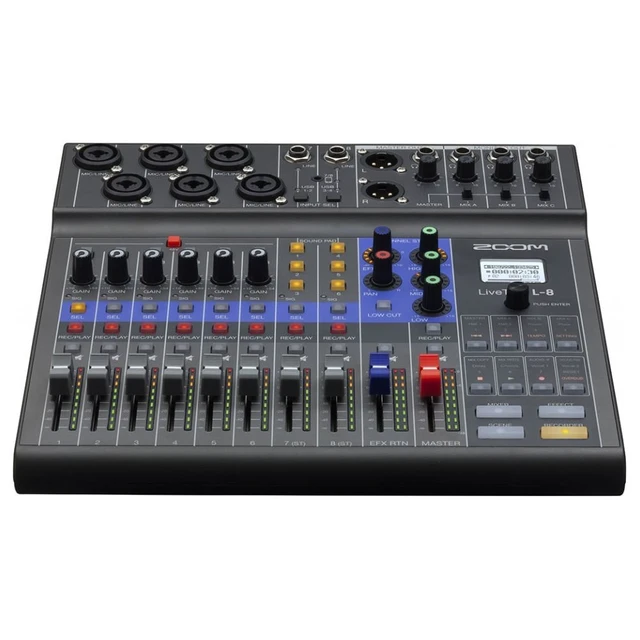 Alt view image 2 of 7 - Zoom LiveTrak L-8 Portable Mixer, Electro-Voice RE320, ATH-M20x, XLR Cable Bundle