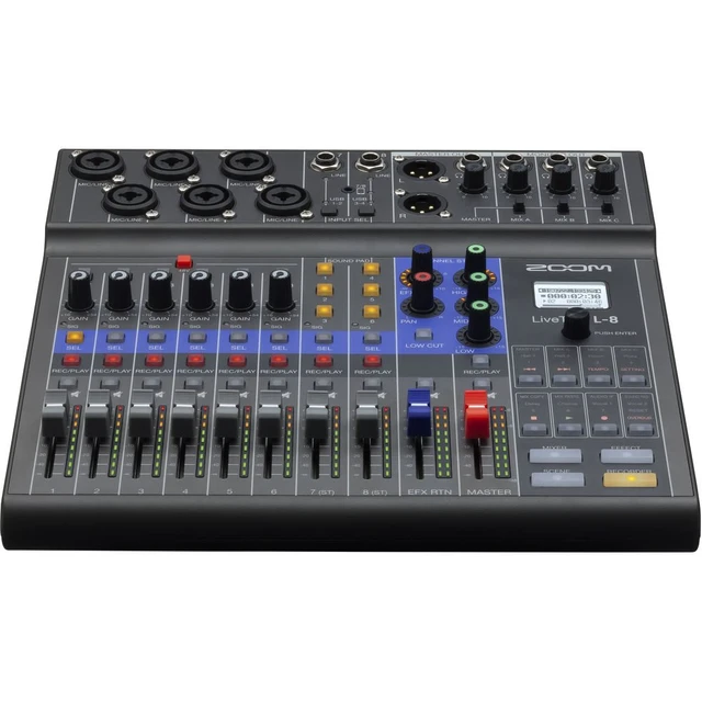 Alt view image 4 of 7 - Zoom LiveTrak L-8 Portable Mixer, Electro-Voice RE320, ATH-M20x, XLR Cable Bundle