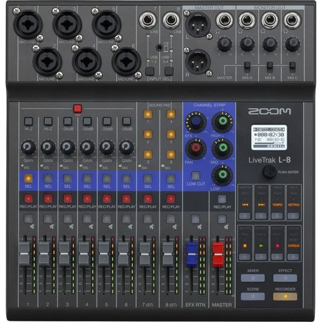 Alt view image 5 of 7 - Zoom LiveTrak L-8 Portable Mixer, Electro-Voice RE320, ATH-M20x, XLR Cable Bundle