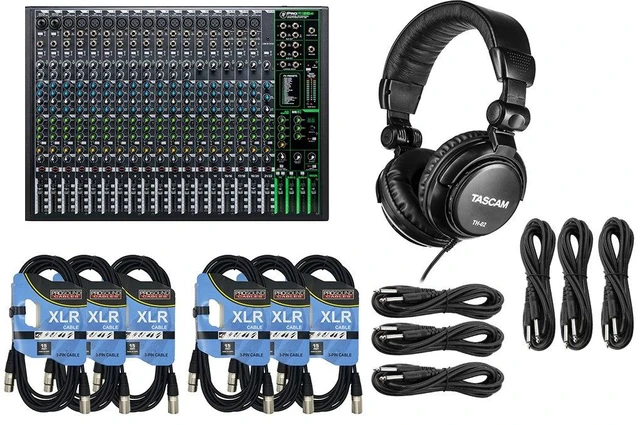 Main image of Mackie ProFX22v3 22-Channel Mixer - (6) XLR Cables - (6) 1/4 Cables - Tascam TH02
