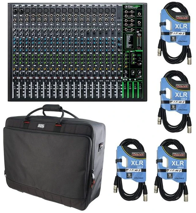Main image of Mackie ProFX22v3 22-Channel Mixer - Gator G-MIXERBAG-2519 - (4) XLR Cables