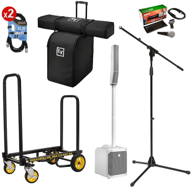 Main image of Electro-Voice EVOLVE 30M White - Carrying and Rolling Bag - Rock-N-Roller R2RT - Mic Stand - PG48 Mic - (2) XLR Cables