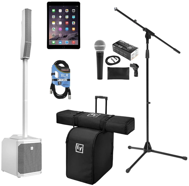 Main image of Electro-Voice EVOLVE 30M White - Carrying and Rolling Bag - Ipad Air 2 16GB Reconditioned - SM58 Mic - XLR Cable - Mic Stand