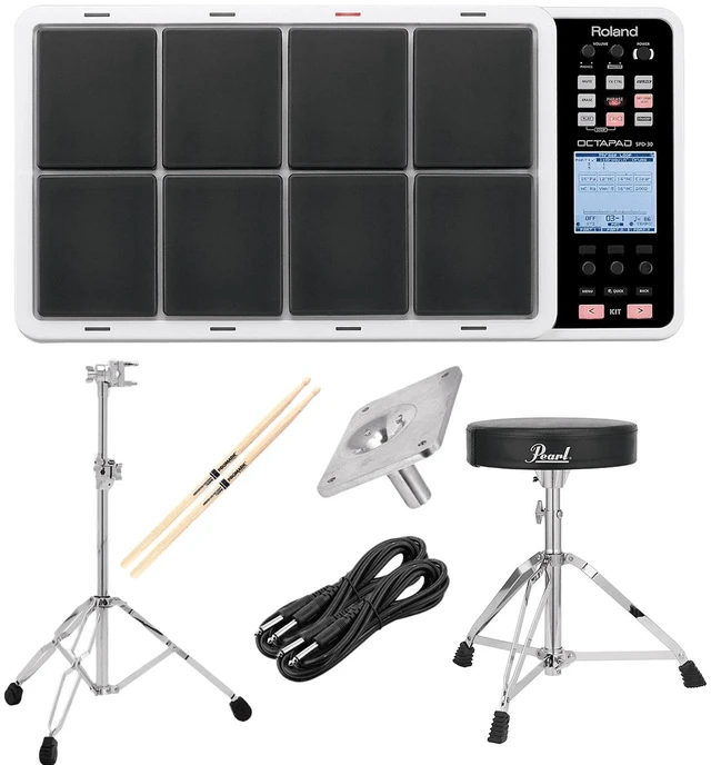 Main image of Roland OCTAPAD SPD-30 White - Pearl Throne D50 - GIBRALTAR 6713E Stand - GIBRALTAR SC-EMMP - (2) 1/4 Cables - Drum Sticks