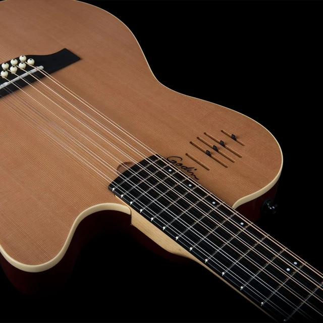 Alt view image 5 of 7 - Godin A12 12-string Natural Semi-gloss (025343) - CAHAYA Guitar Bag - Donner Wooden Stand - Wall Mount 2-Pack - Legato Guitar Strap