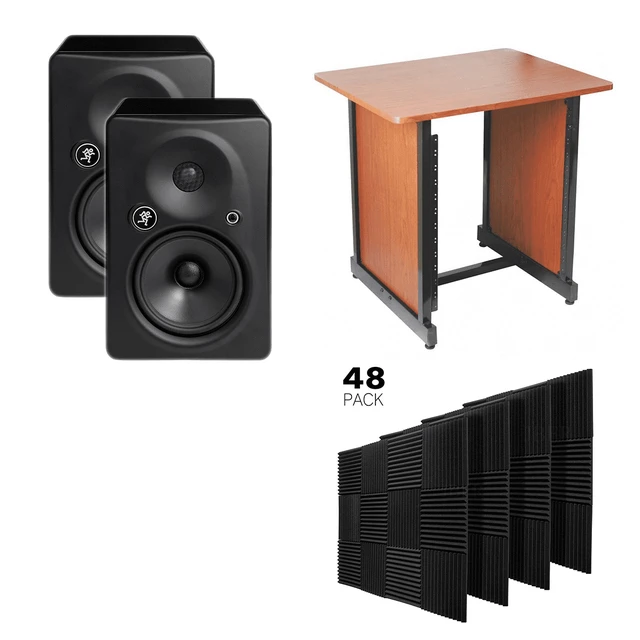 Alt view image 7 of 7 - Mackie HR624 MK2 6.7 Pair - On-Stage WS7500 Rosewood - 48 Pack Acoustic Panels Studio Foam