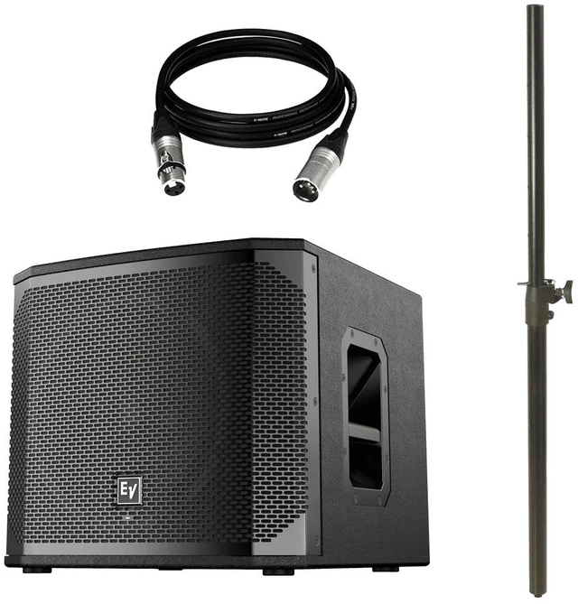 Main image of Electro-Voice ELX200-12SP-US 12" 1200W Powered Subwoofer (Black, Single) & Adjustable Subwoofer Pole and 50FT XLR to XLR Cable