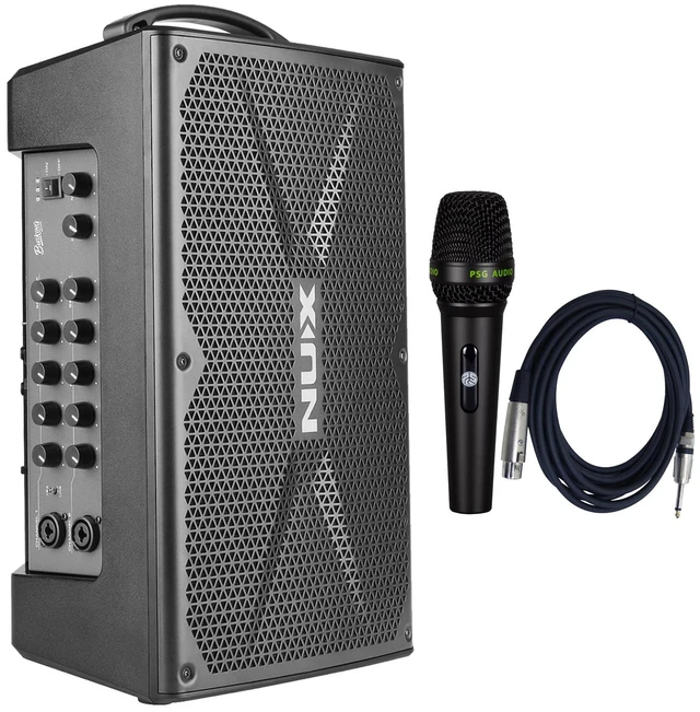 Main image of NUX Busking 200FR Battery-Powered FRFR Speaker - PSG Audio C350 Mic with Cable Bundle