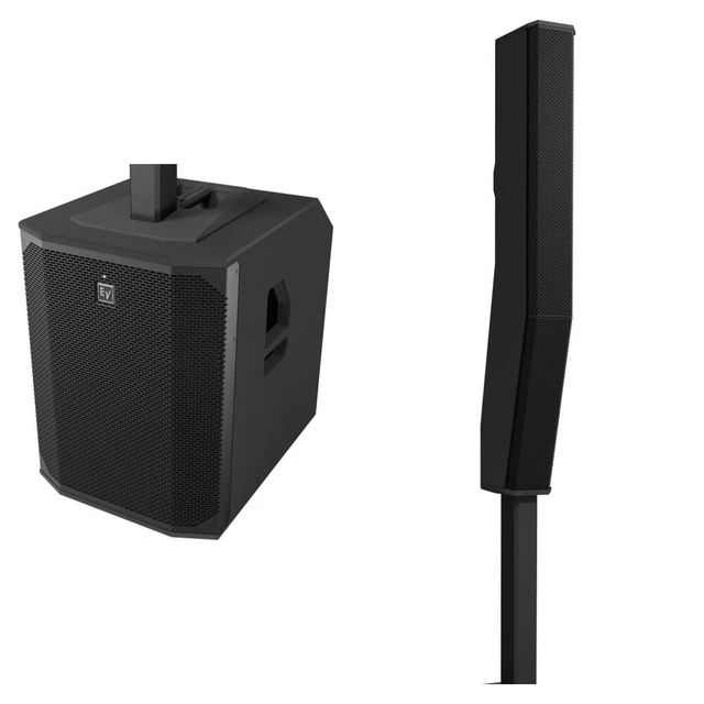 Alt view image 4 of 7 - (2) Electro-Voice Evolve 70 2000W Column PA Speaker (Black) - PSG Audio EMX16 - Facade Booth - PSG Audio MP0919 - (2) XLR Cables Bundle