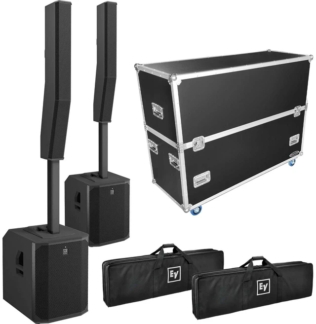 Main image of (2) Electro-Voice Evolve 70 2000W Column PA Speaker (Black) - Odyssey FZEVOLVE70W Road Case Bundle
