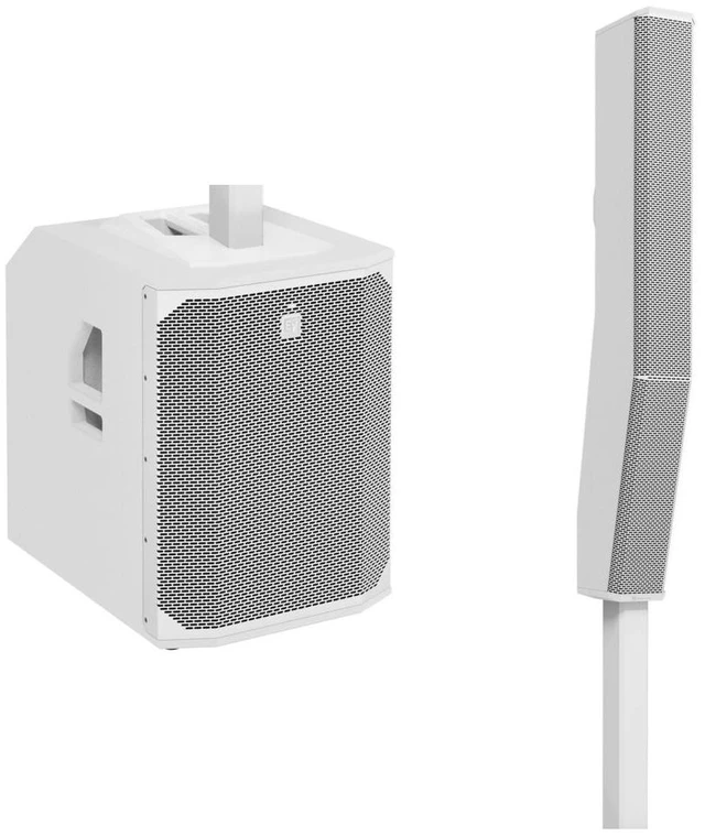 Alt view image 4 of 7 - (2) Electro-Voice Evolve 70 2000W Column PA Speaker (White) - PSG Audio EMX16 - Facade Booth - PSG Audio MP0919 - (2) XLR Cables Bundle