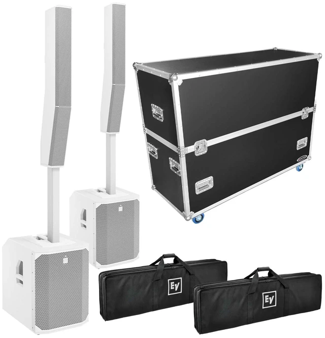 Main image of (2) Electro-Voice Evolve 70 2000W Column PA Speaker (White) - Odyssey FZEVOLVE70W Road Case Bundle