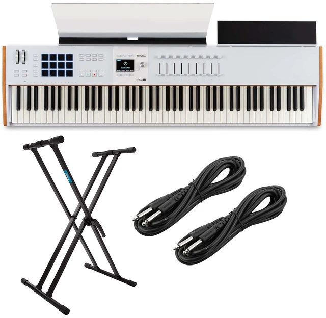 Main image of Arturia KeyLab 88 MK3 Keyboard Controller (White) - Keyboard Stand - (2) 1/4 Cables Bundle