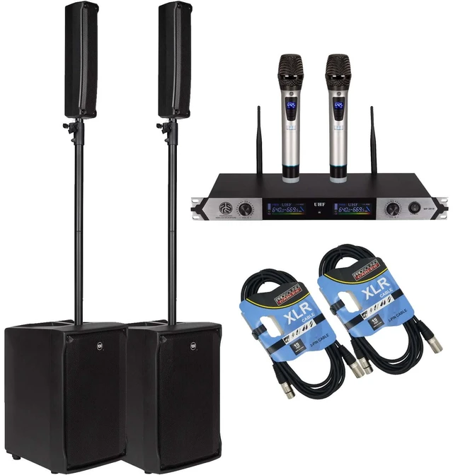 Main image of (2) RCF EVOX J8 Active Portable PA System (Black) - PSG AUDIO MP0919 - (2) XLR Cables Bundle
