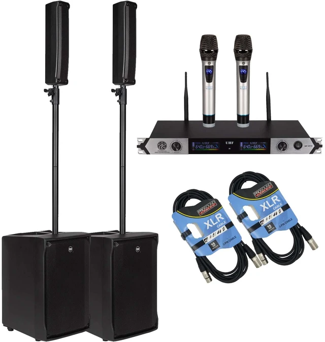 Main image of (2) RCF EVOX J8 Active Portable PA System (Black) - PSG Audio MP0919 - (2) XLR Cables Bundle