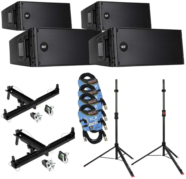 Main image of (4) RCF HDL 20-A 1400W Dual 8 Active Line Array - (2) RCF FL-B LGT - Gator Frameworks ID Set - (4) XLR Cables Bundle