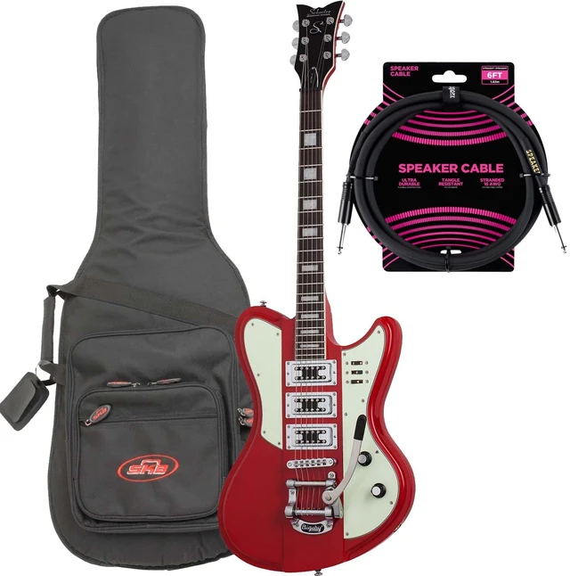 Main image of Schecter Ultra III Electric Guitar Vintage Red - SKB 1SKB-GB66 Gig Bag - 1/4 Guitar Cable Bundle