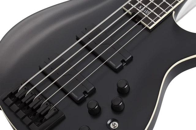 Alt view image 4 of 7 - Schecter SLS Evil Twin-5 Bass Guitar Satin Black - Gator GFW-GTR-SEAT and Stand Combo Bundle