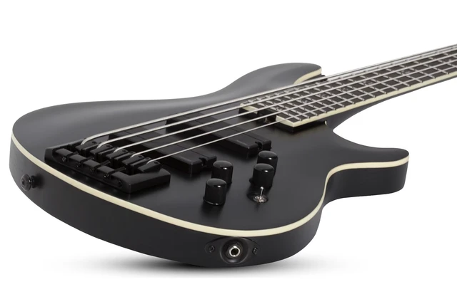 Alt view image 6 of 7 - Schecter SLS Evil Twin-5 Bass Guitar Satin Black - Gator GFW-GTR-SEAT and Stand Combo Bundle